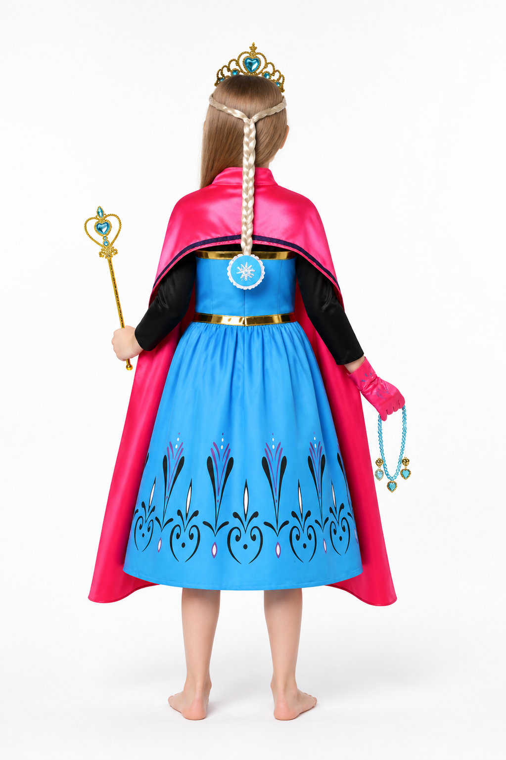 Princess Costume with Cape and Crown for Halloween back view