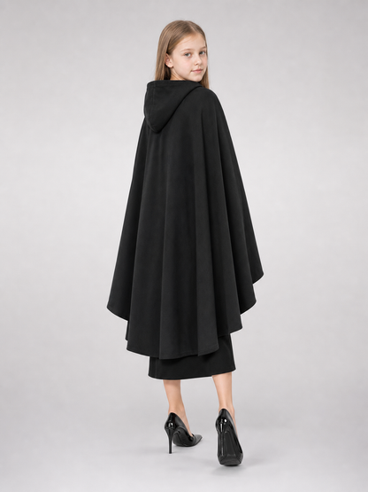Black hooded medieval costume cloak product view 31