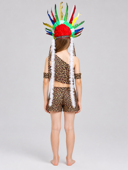Carnival Headdress with Colorful Feathers back view