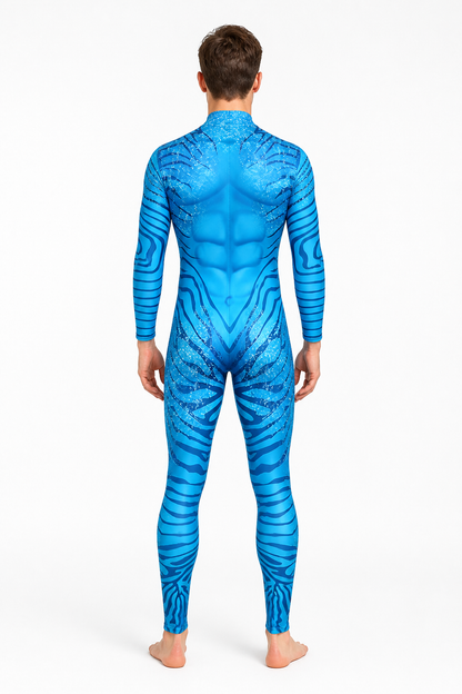 Avatar 3 Cosplay Costume, Blue Jumpsuit back view