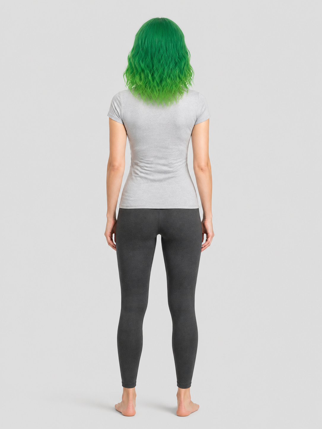 Green Mid-Length Carnival Wig for Cosplay back view