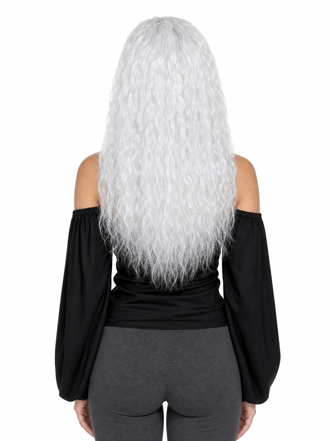 Long White Wavy Wig for Halloween