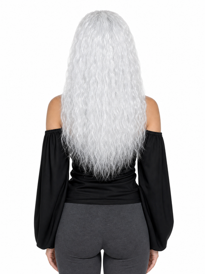 Long White Wavy Wig for Halloween