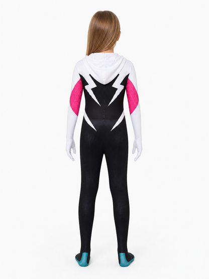 Hooded Ghost-Spider Jumpsuit for Halloween back view