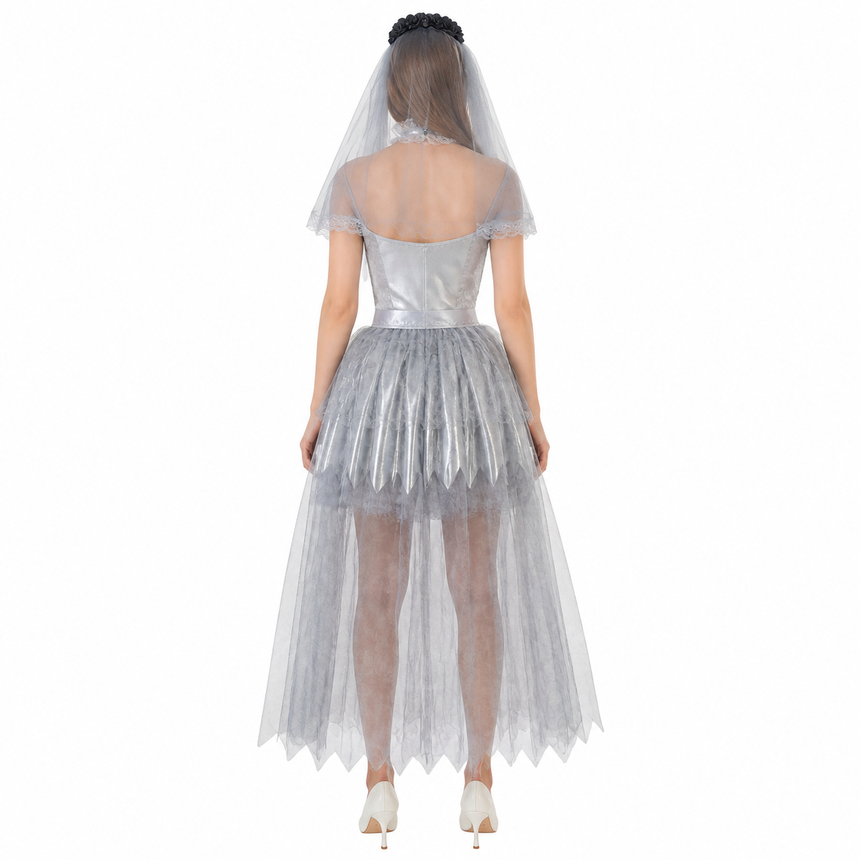 Sleeveless Dress with Layered Skirt and Uneven Hem