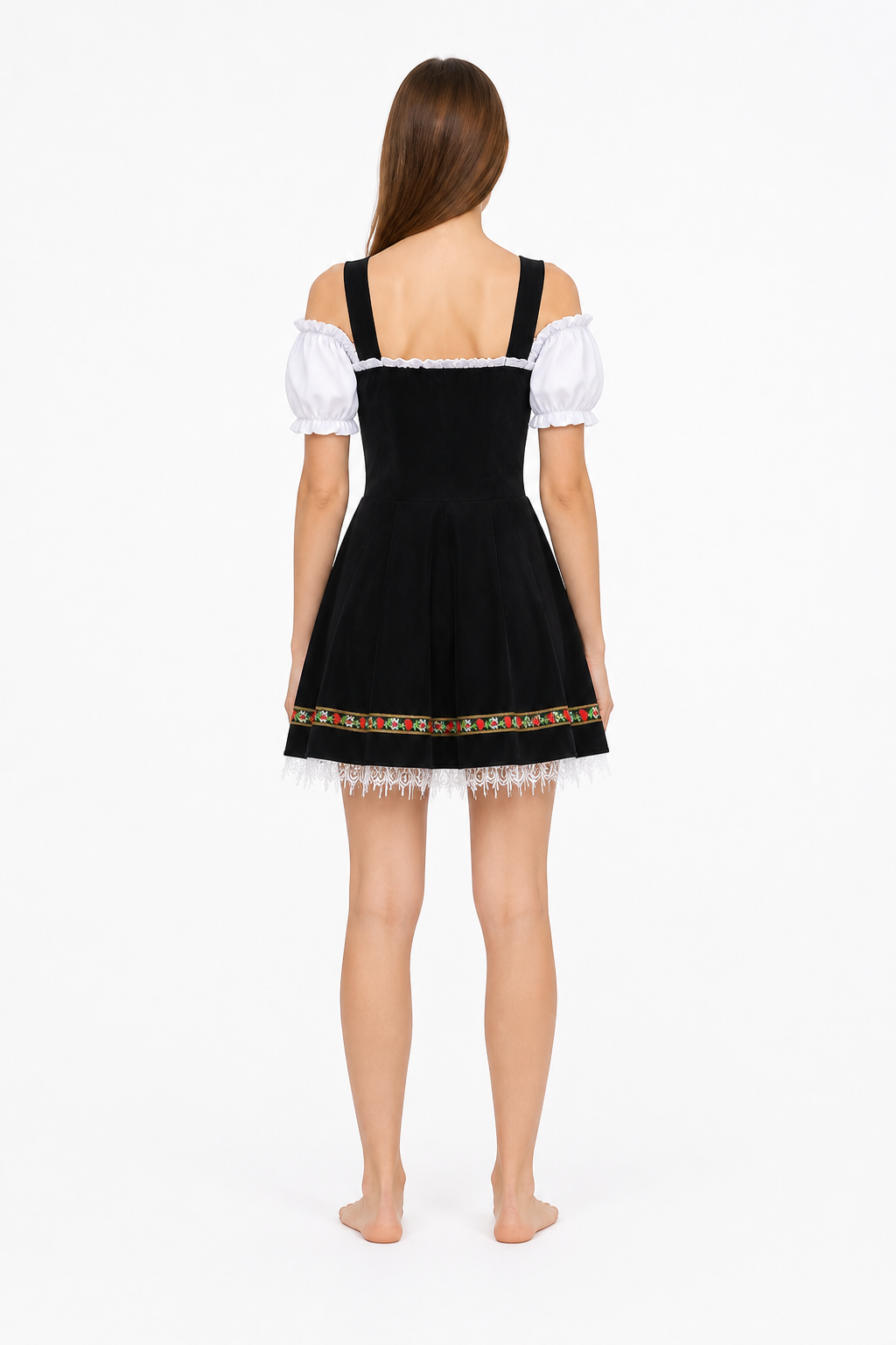 Dress with puff sleeves and an apron for a beer festival back view