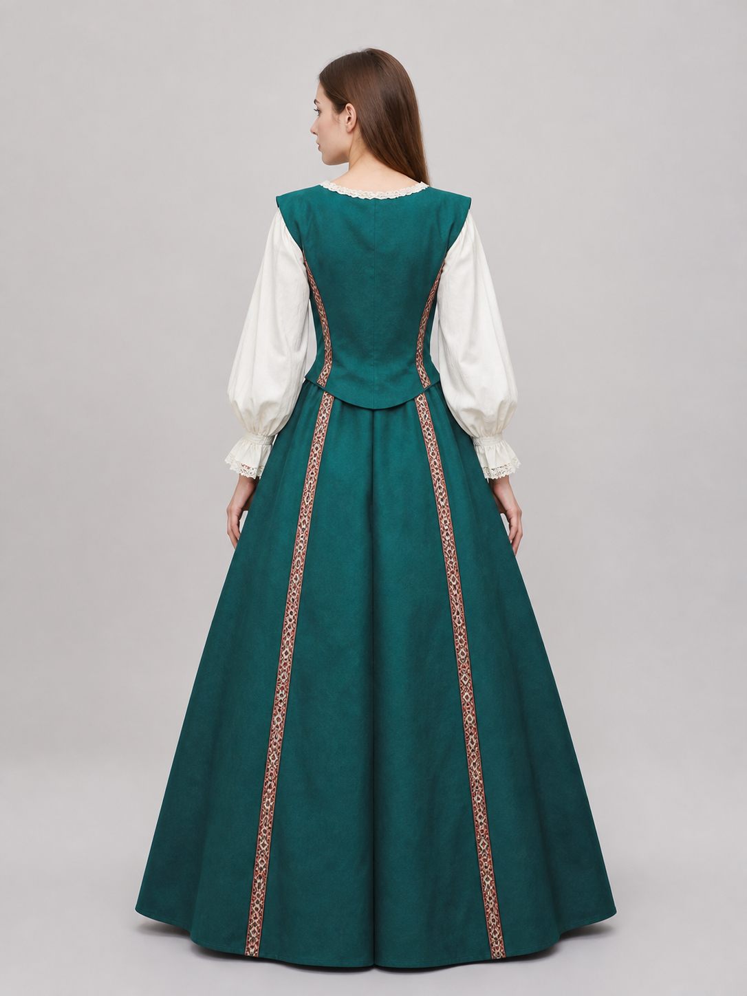 Renaissance-Style Dress with a Square Neckline