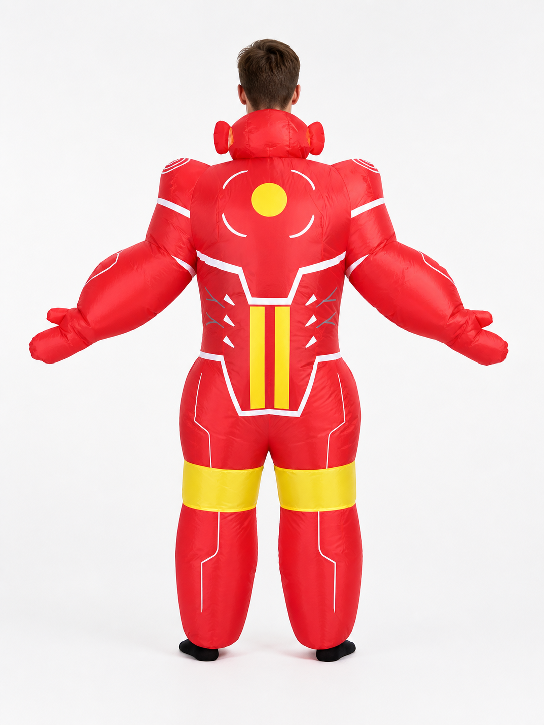 Red Inflatable Robot Costume with Yellow Details back view