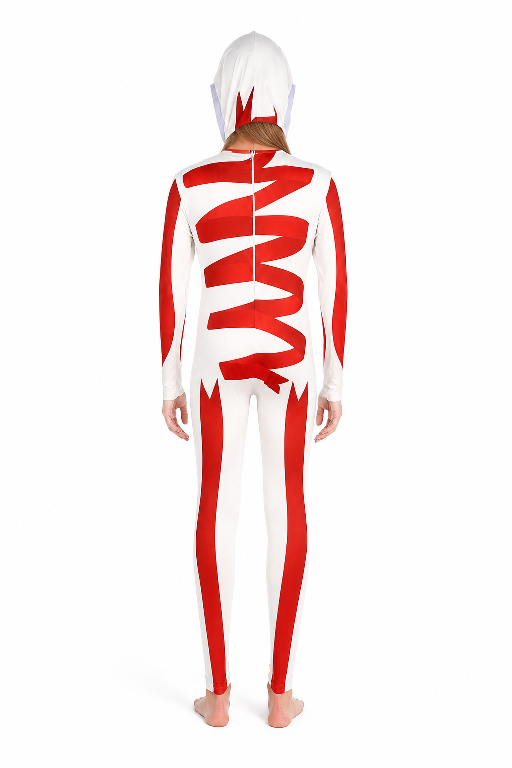 Pomni Cosplay Costume with Mask, White and Red back view