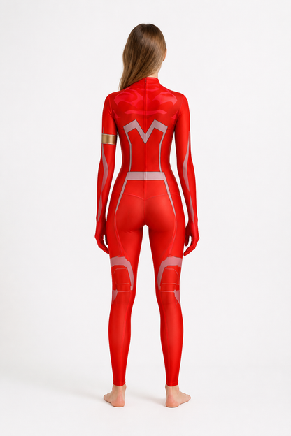 Red Tight-Fitting Spider-Man Jumpsuit back view
