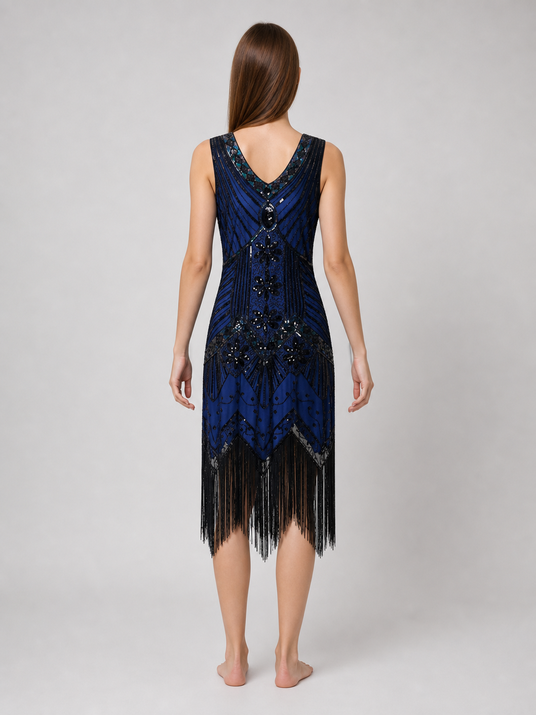 Art Deco Dress with Fringe and Sequins