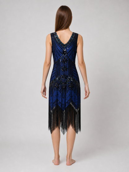Art Deco Dress with Fringe and Sequins