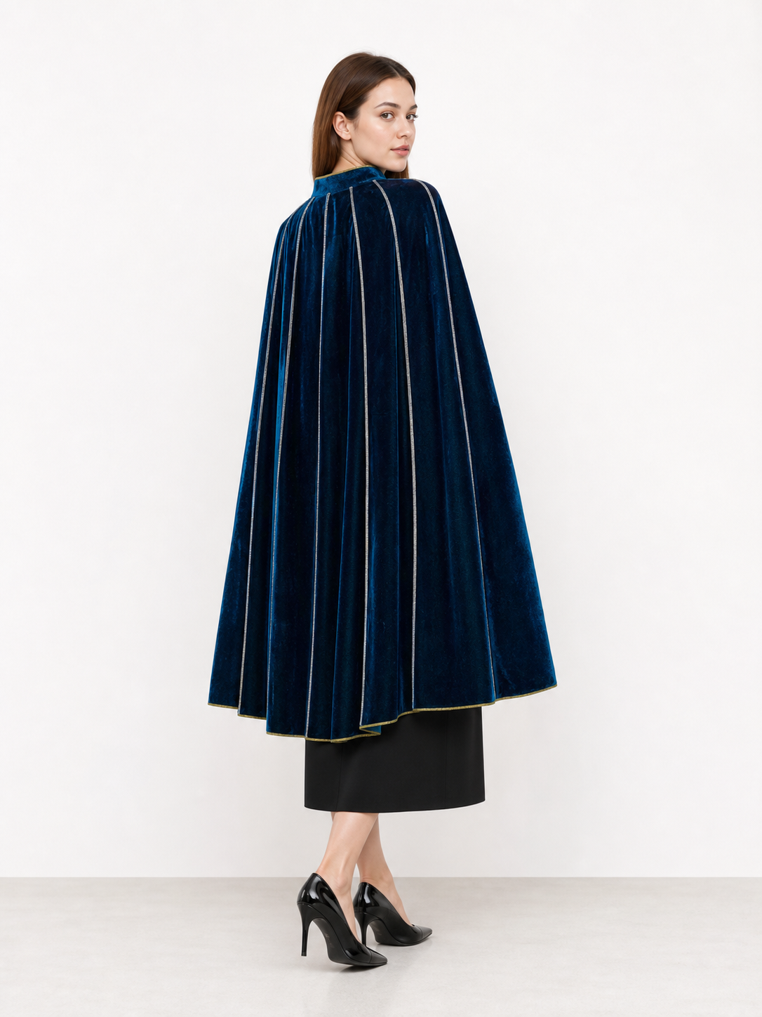 Dark Blue Hooded Costume Cape