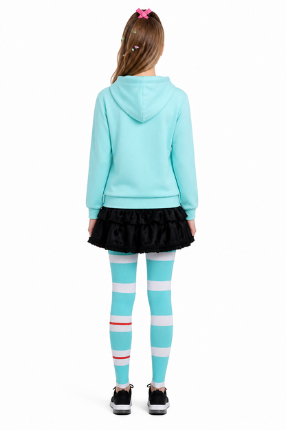 Vanellope Cosplay Costume, Hoodie and Skort back view