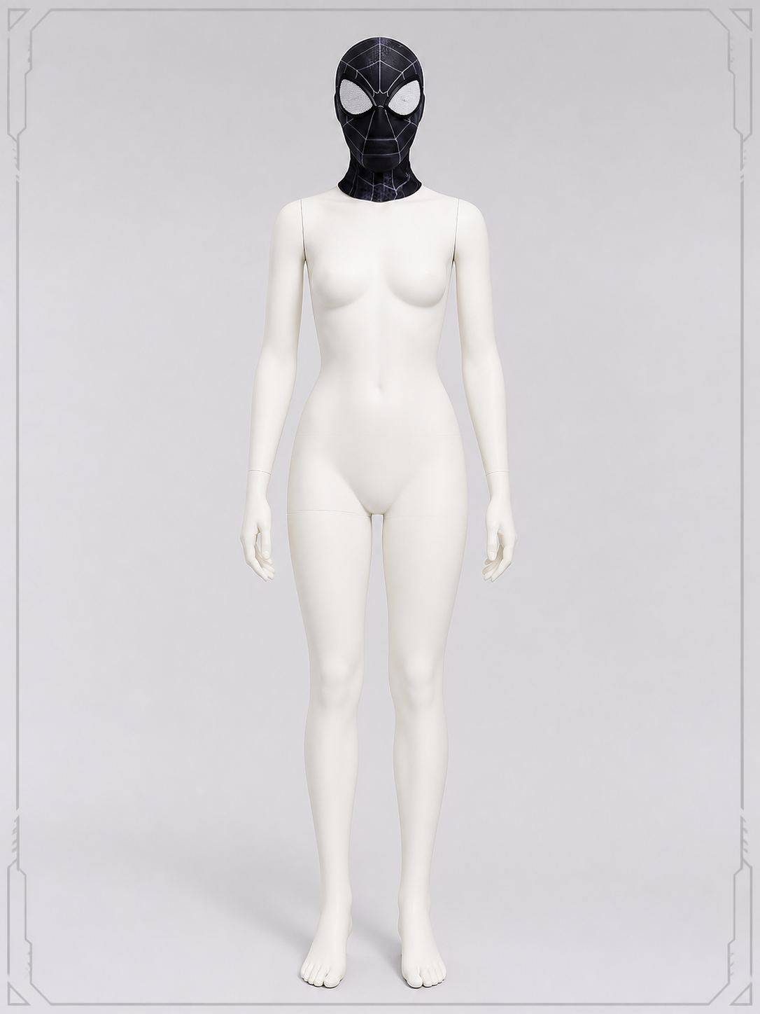 Spider Cosplay Mask with a Black-and-White Web Pattern for Halloween back view