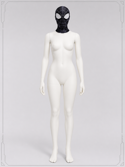 Spider Cosplay Mask with a Black-and-White Web Pattern for Halloween back view