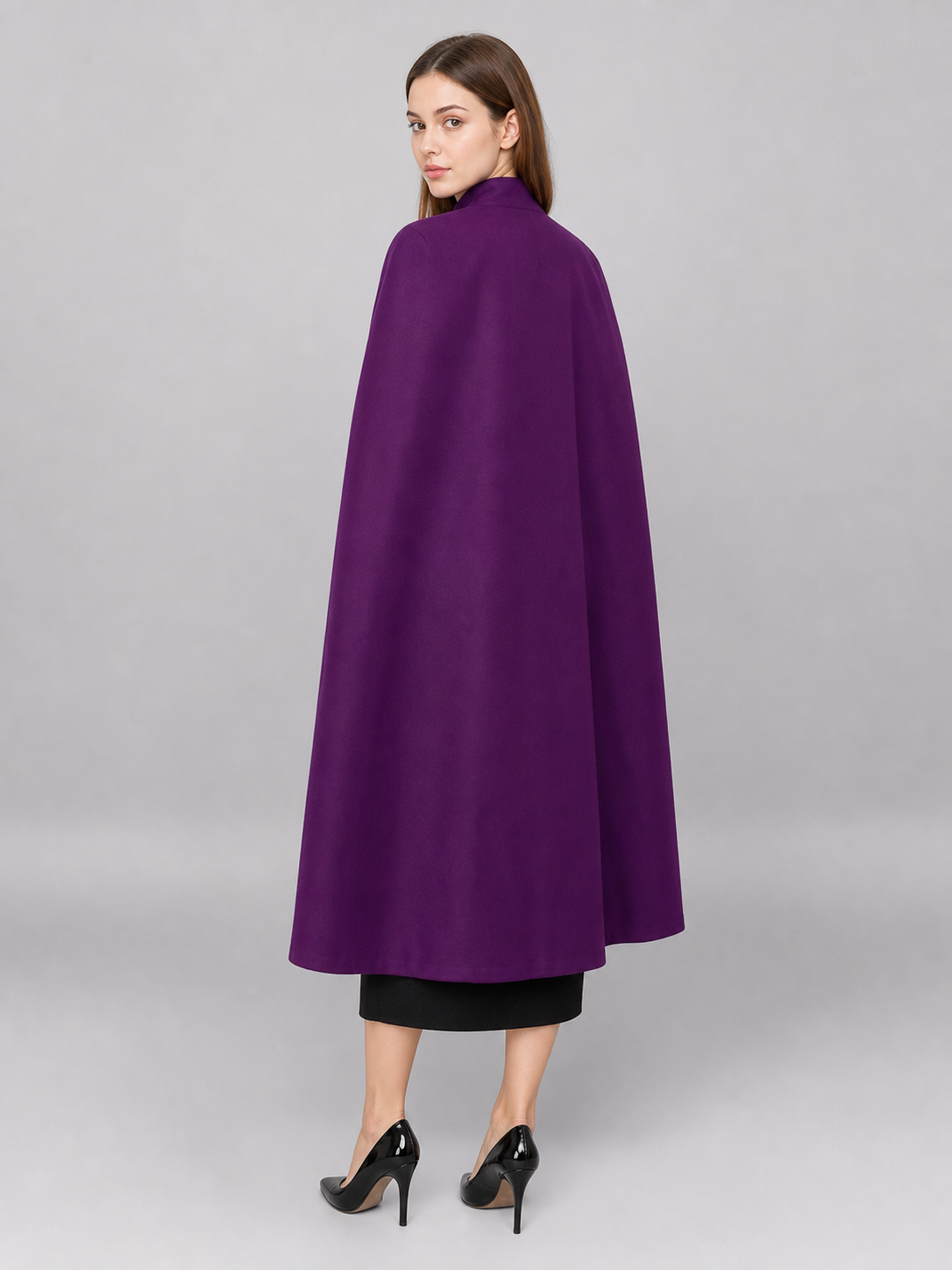 Purple Long Carnival Cloak with Hood
