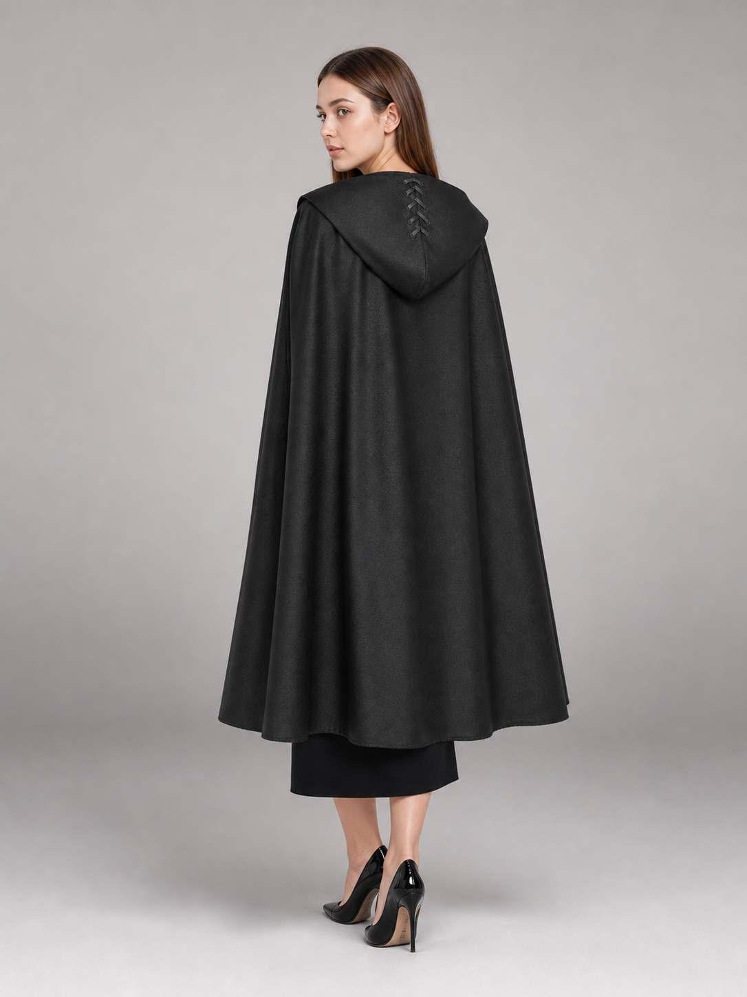 Black Gothic Hooded Carnival Cloak