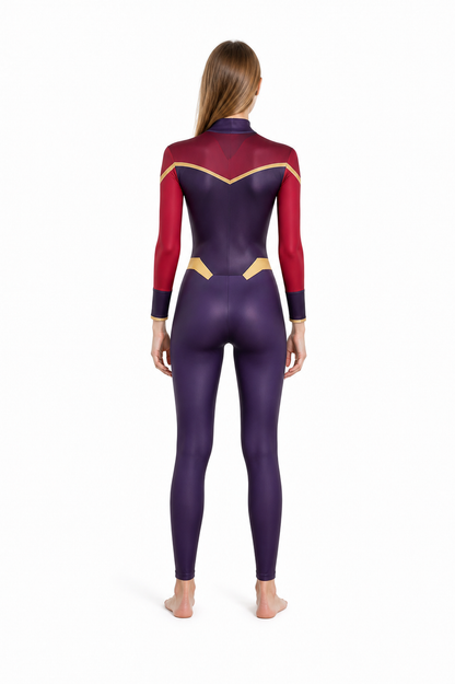 Red Cosplay Jumpsuit with Gold Accents back view