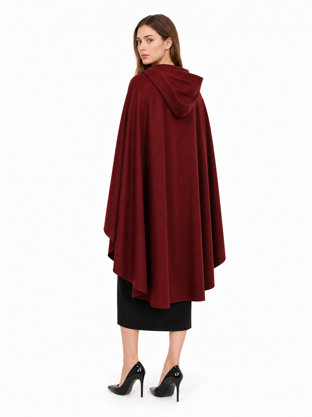 Burgundy Hooded Costume Cloak for Cosplay