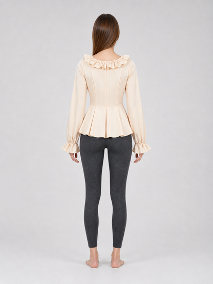 Renaissance-Style Blouse with Ruffles and Lacing