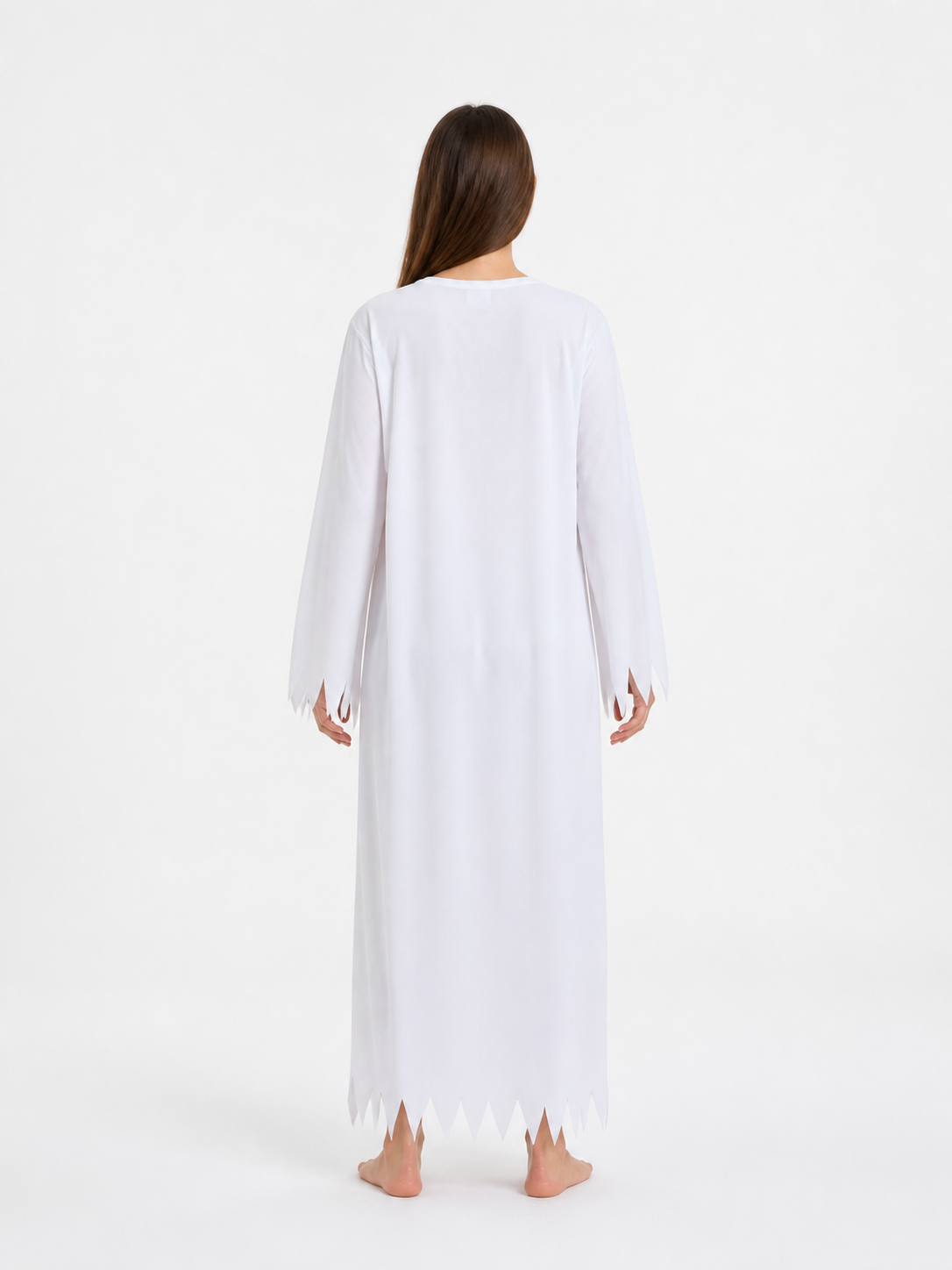White Zombie Costume, Long Robe with Jagged Edges