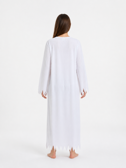 White Zombie Costume, Long Robe with Jagged Edges