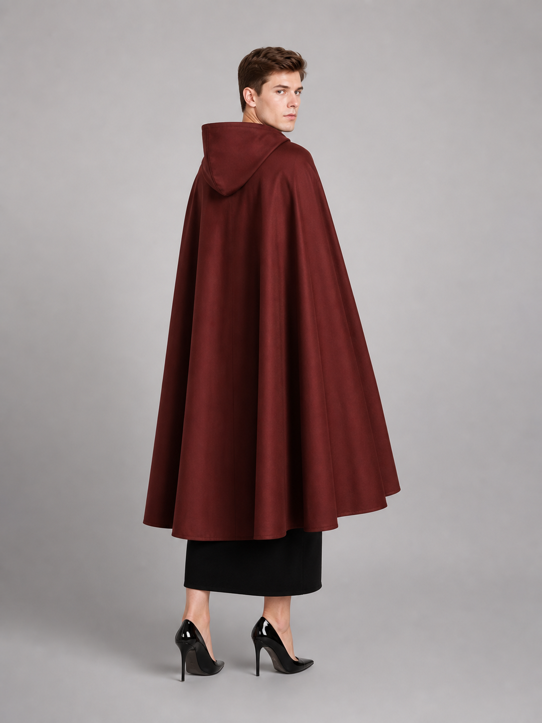 Burgundy Hooded Carnival Cloak for Cosplay