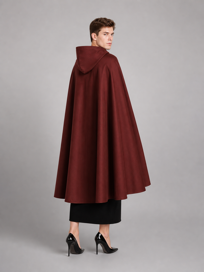 Burgundy Hooded Carnival Cloak for Cosplay