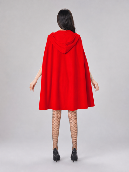 Red Hooded Cape and Retro-Style Dress