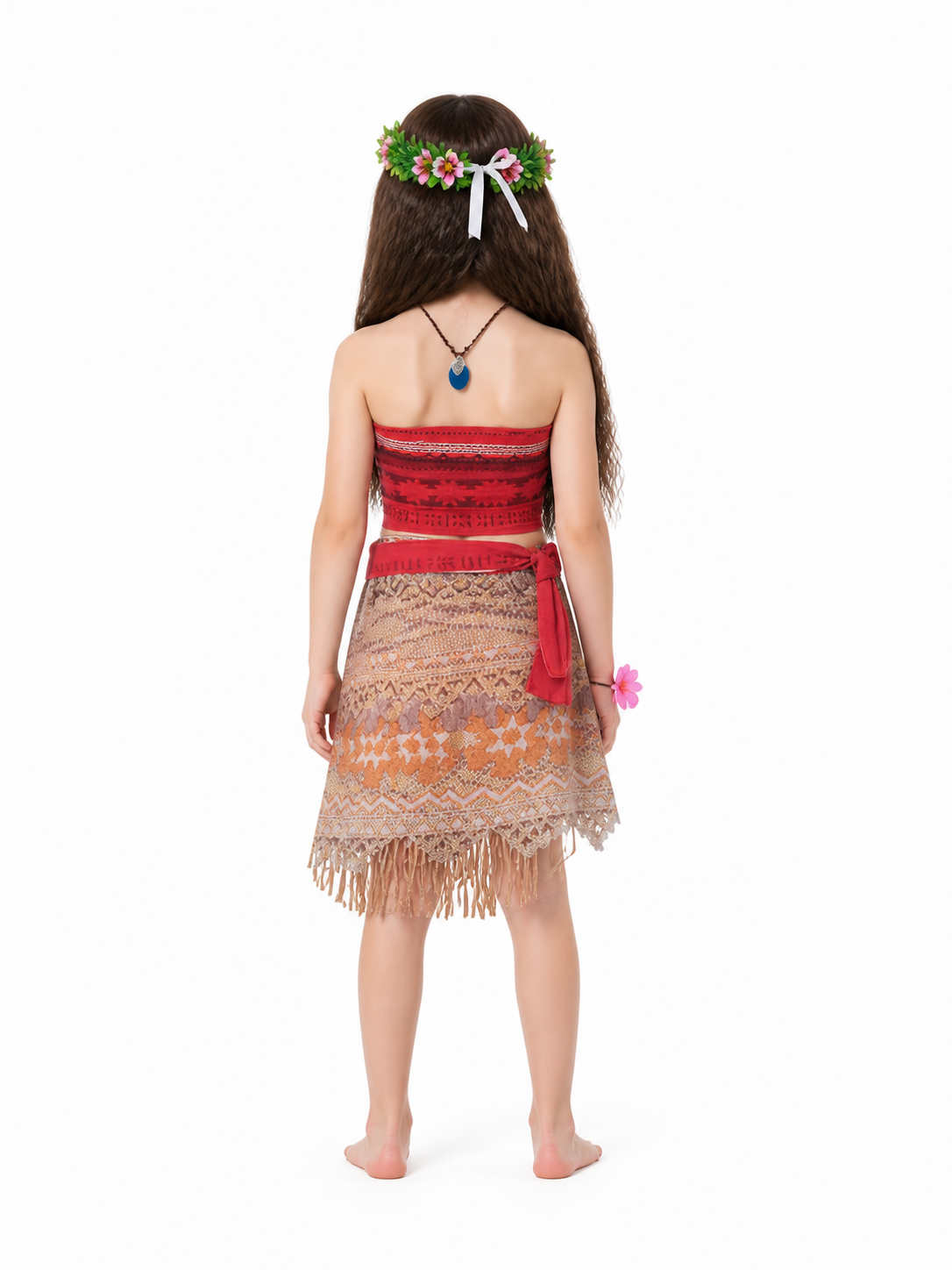 Moana Costume with Skirt and Accessories for Parties back view