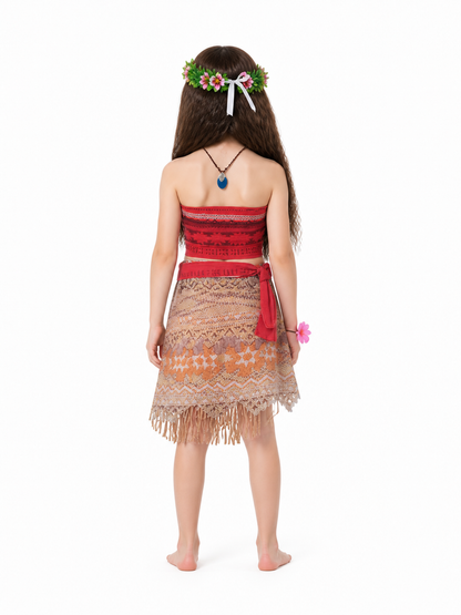 Moana Costume with Skirt and Accessories for Parties back view