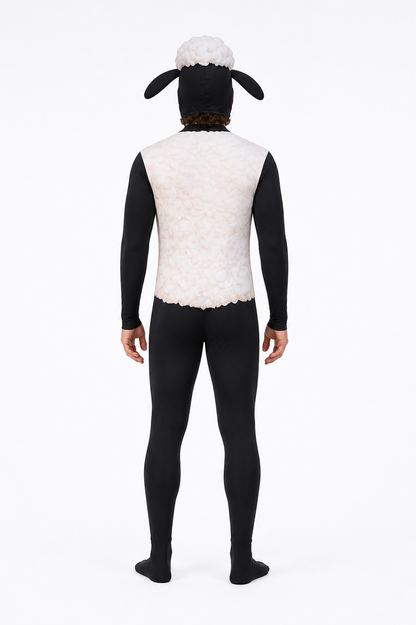 One-Piece Black-and-White Sheep Costume for Cosplay back view