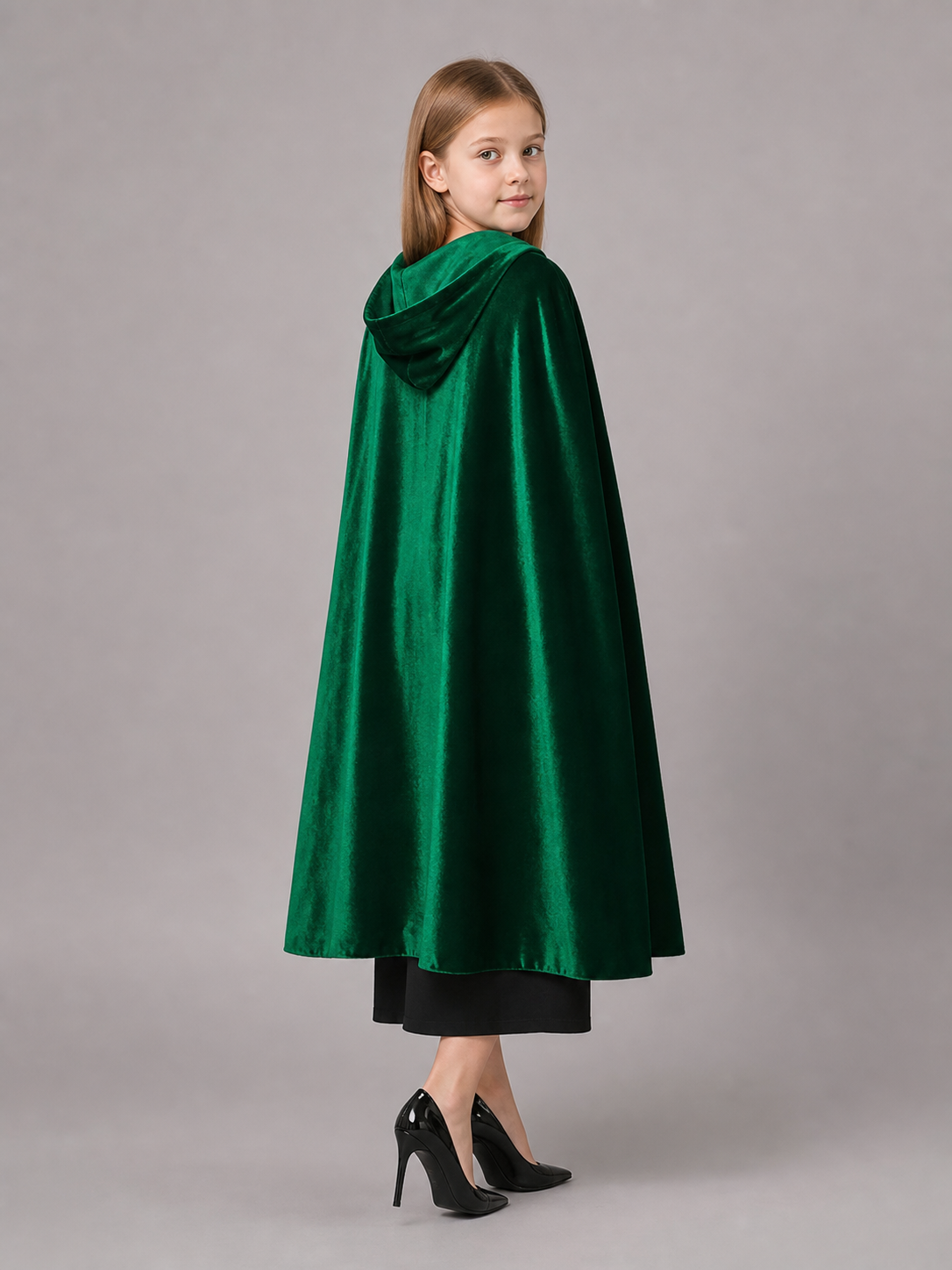 Dark Green Hooded Costume Cloak