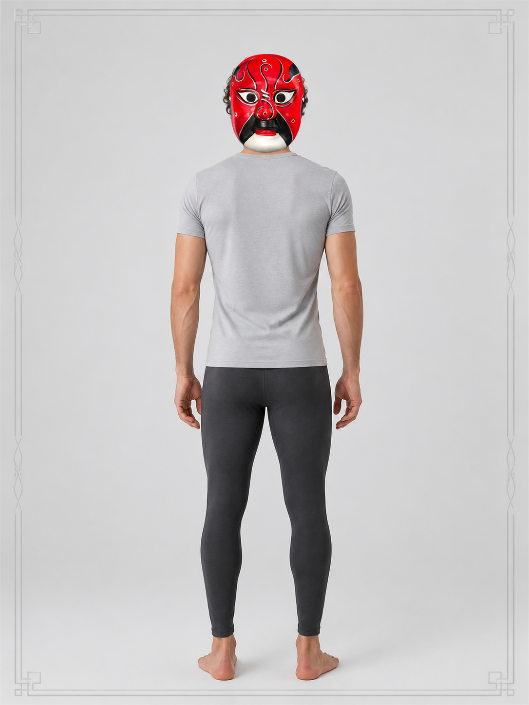 Red, Black, and White Carnival Mask for Halloween back view