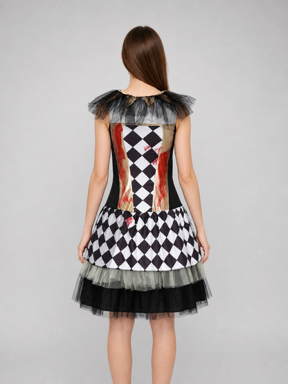Halloween clown costume with gloves, dress