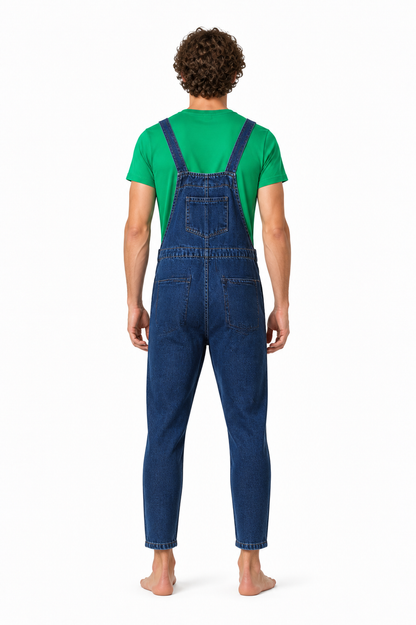 Set: Green T-Shirt and Blue Bib Pants back view