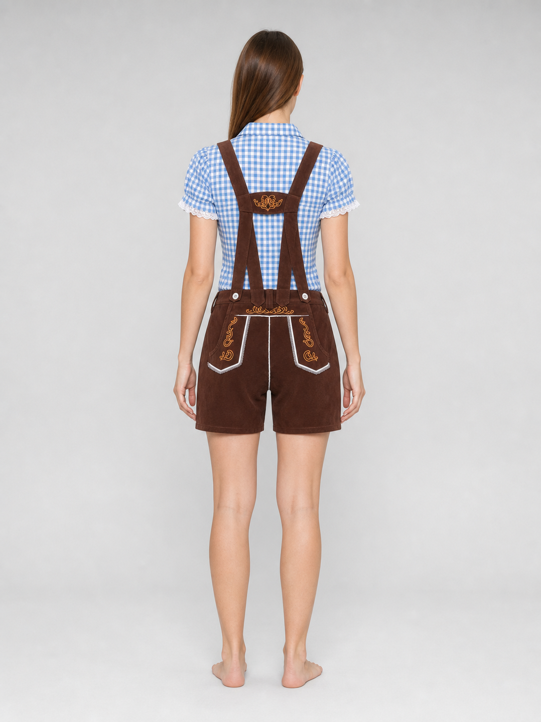 Folk-Style Set: Shirt and Suspender Shorts