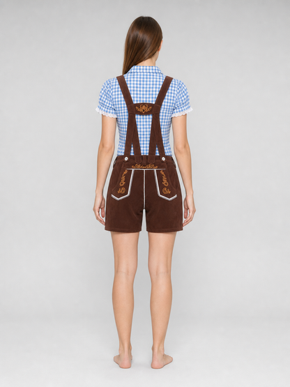 Folk-Style Set: Shirt and Suspender Shorts