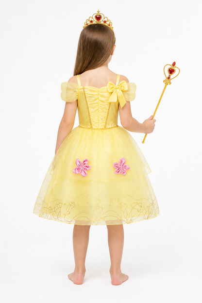 Princess Dress with Crown and Magic Wand back view