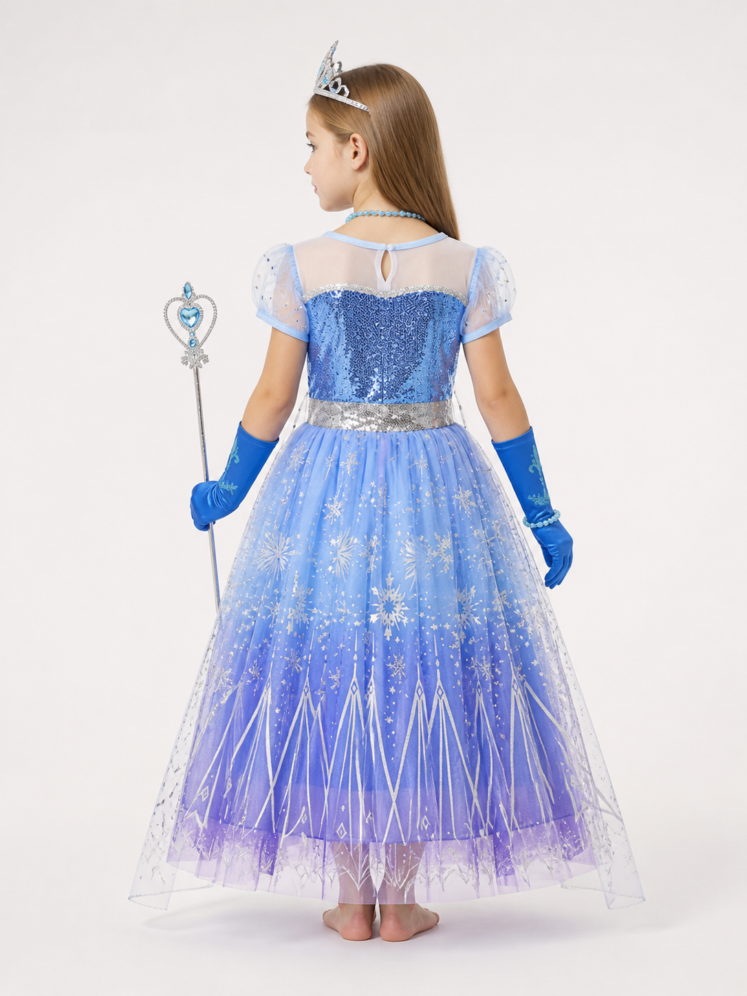 Snowflake Carnival Costume for Girls for Halloween and Cosplay back view