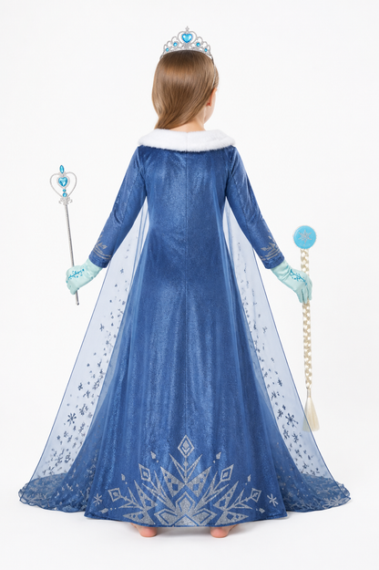 Snow Queen Costume with Dress and Accessories back view