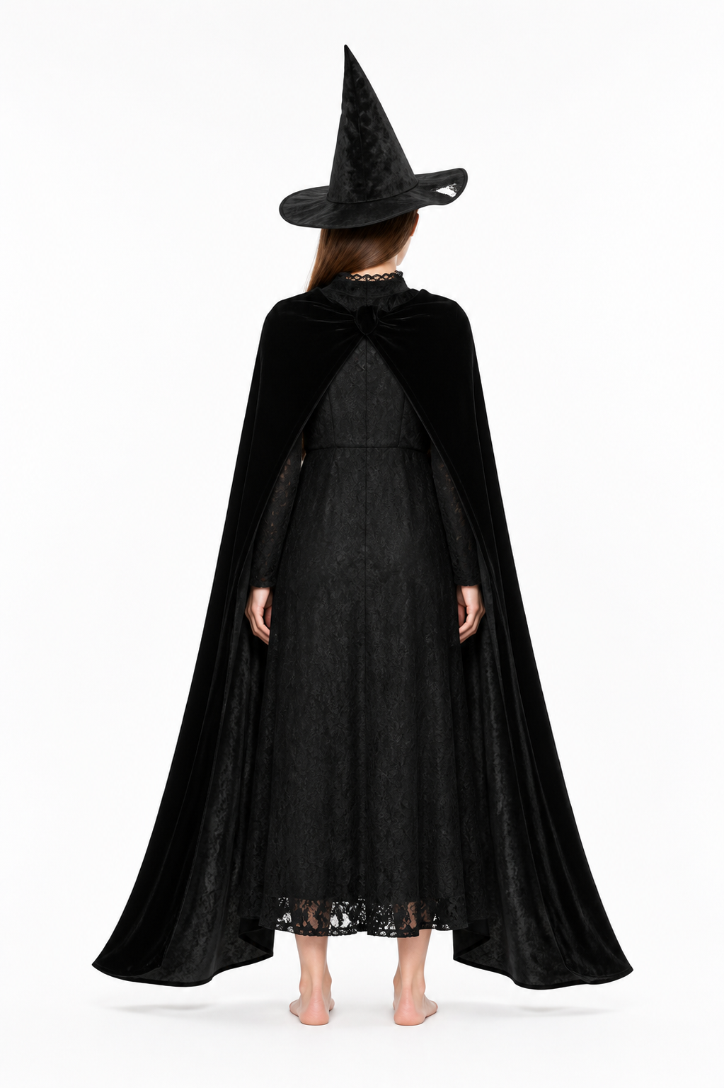 Black Witch Costume with Dress, Hat, and Cape