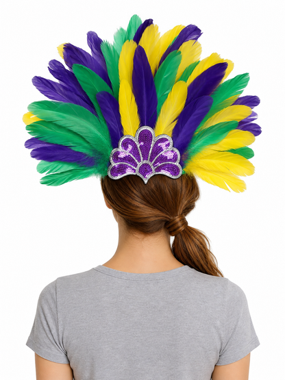 Carnival Feather and Sequin Headpiece