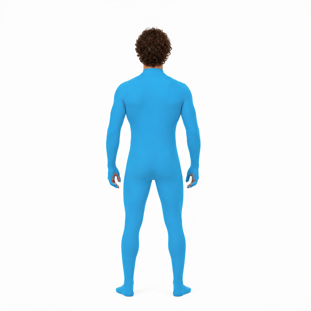 Light Blue Full-Body Jumpsuit with Covered Hands and Feet back view