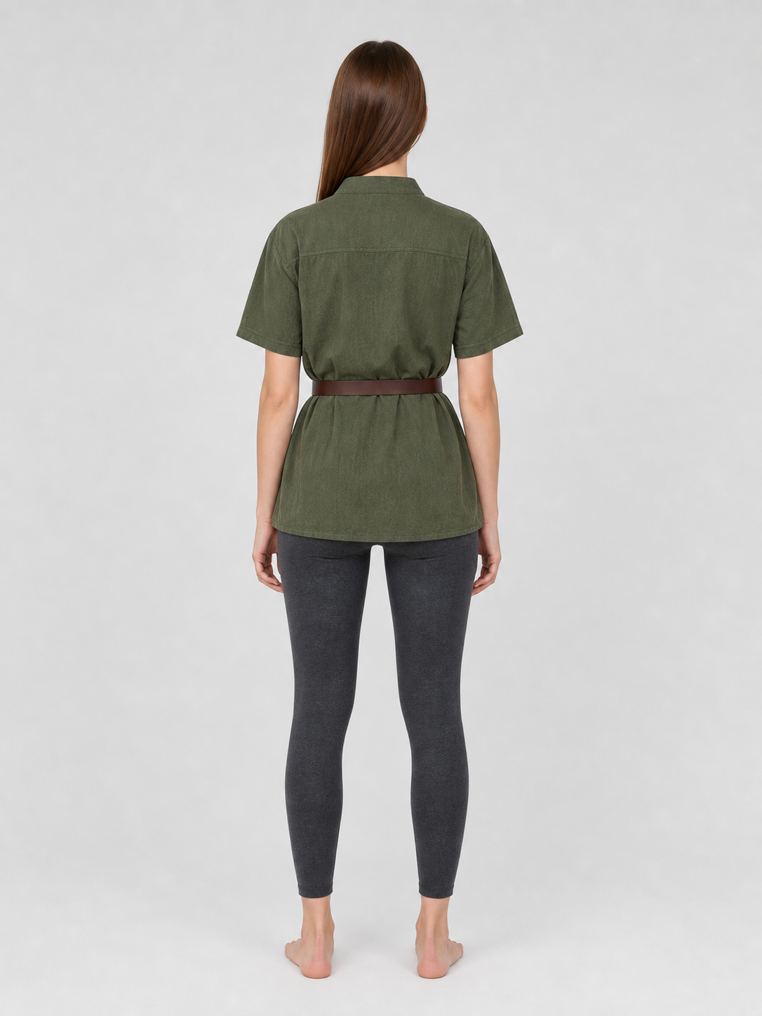 Stand-Collar Shirt with Lacing