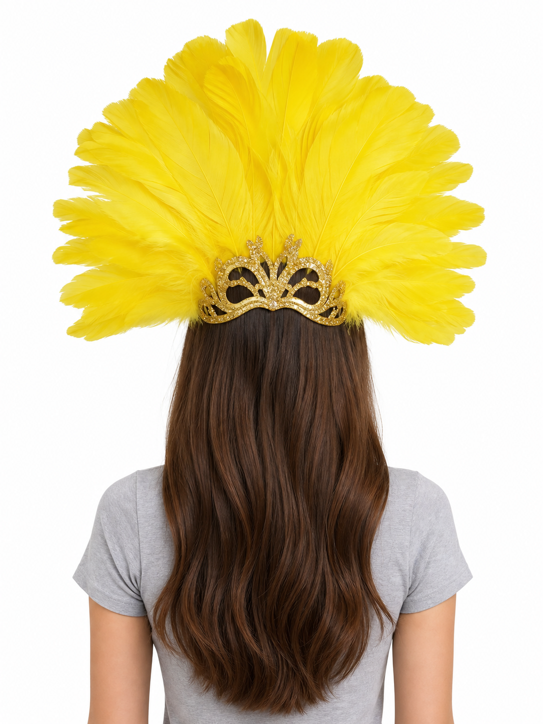 Carnival Headpiece with Feathers and Gold Decoration