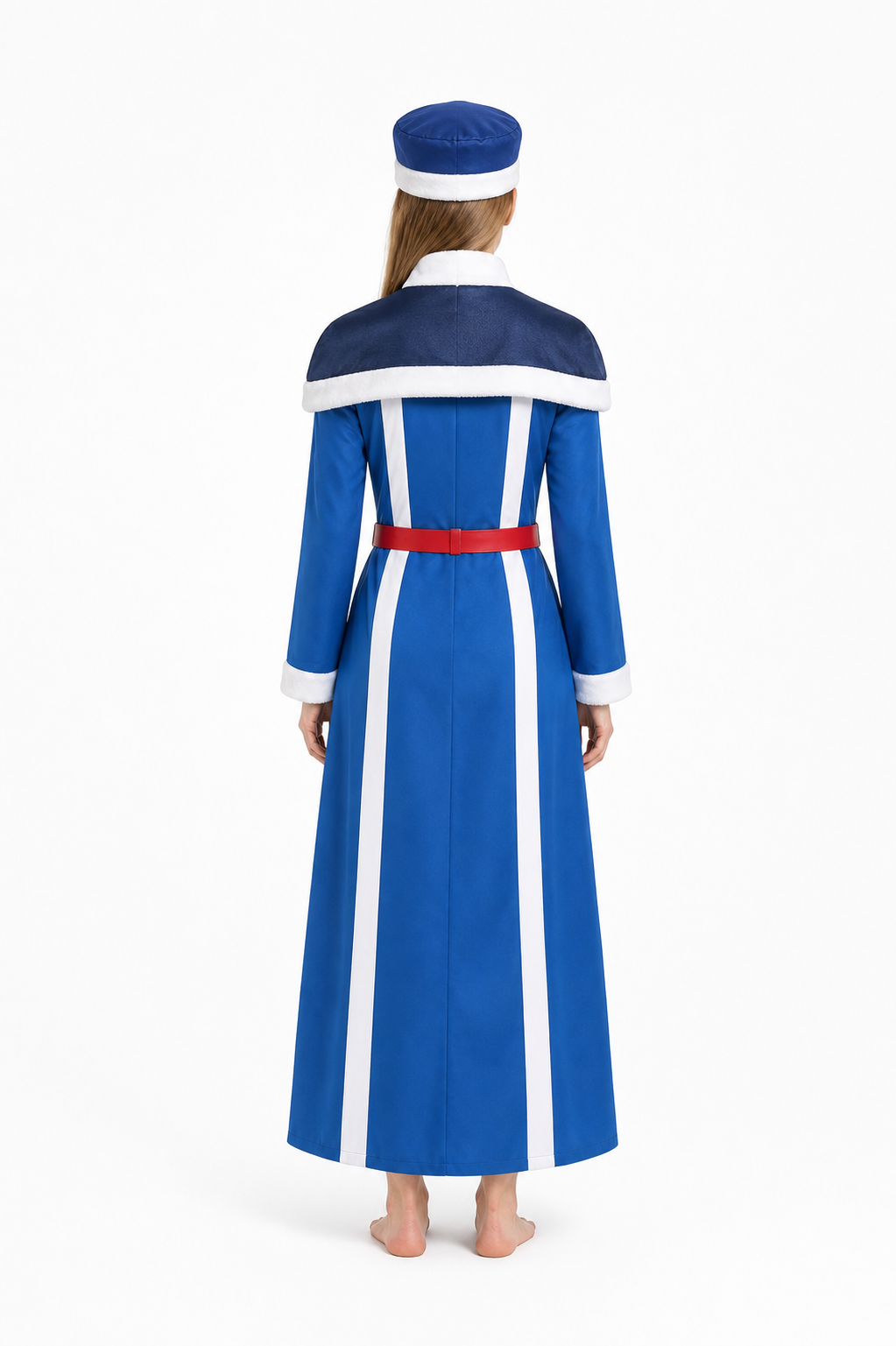 Juvia Cosplay Jumpsuit with Cape and Belt back view