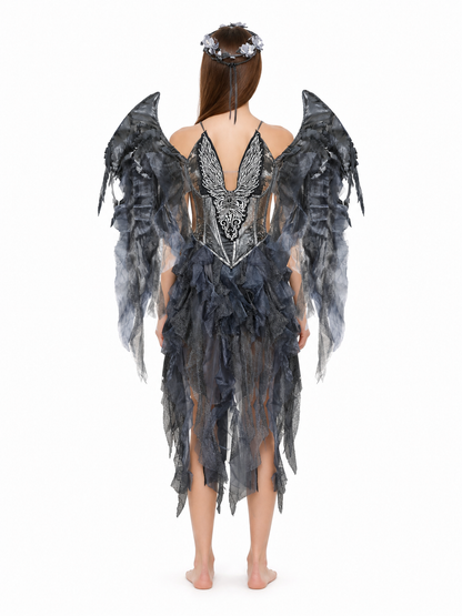 Stage Costume with Wings and Wreath for Performances back view
