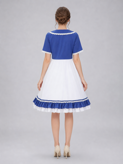 Cosplay Dress Costume with a Bow and Ruffles